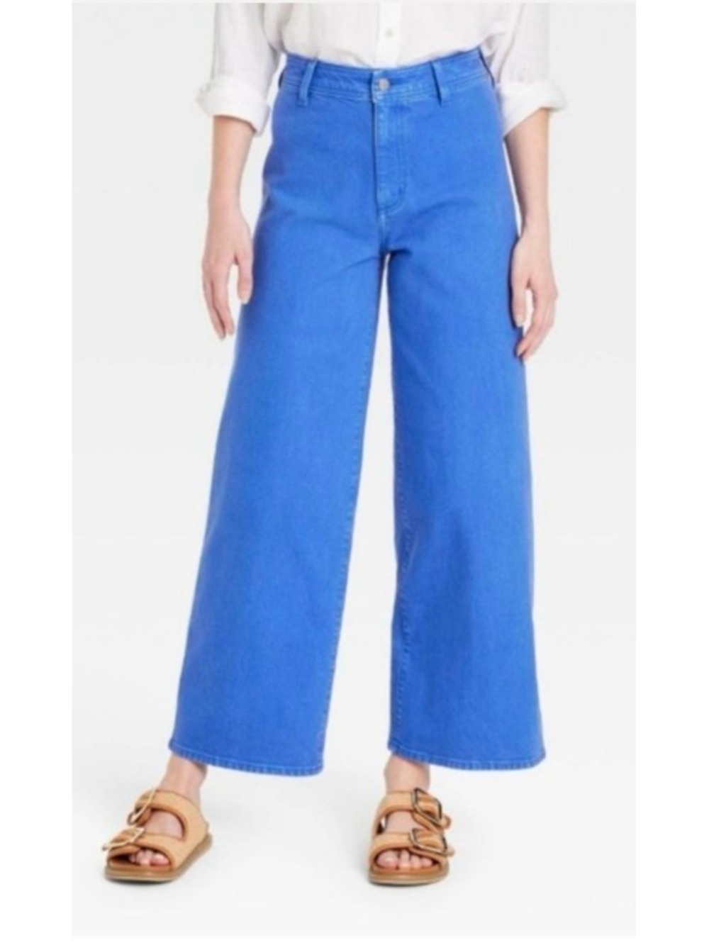 Universal Thread Women's High Rise Sailor Wide Leg Ankle Jeans in Blue Size 14